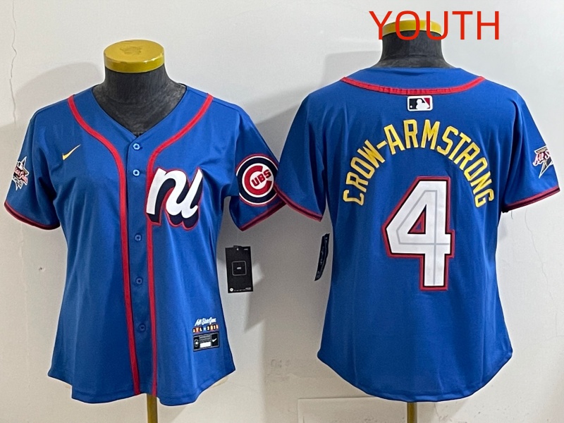 Youth Chicago Cubs #4 Crow-Armstrong Blue MLB All star Nike 2025 Jersey style 003->youth mlb jersey->Youth Jersey